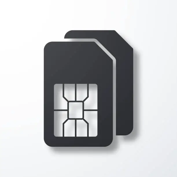 Vector illustration of Dual SIM card. Icon with shadow on white background