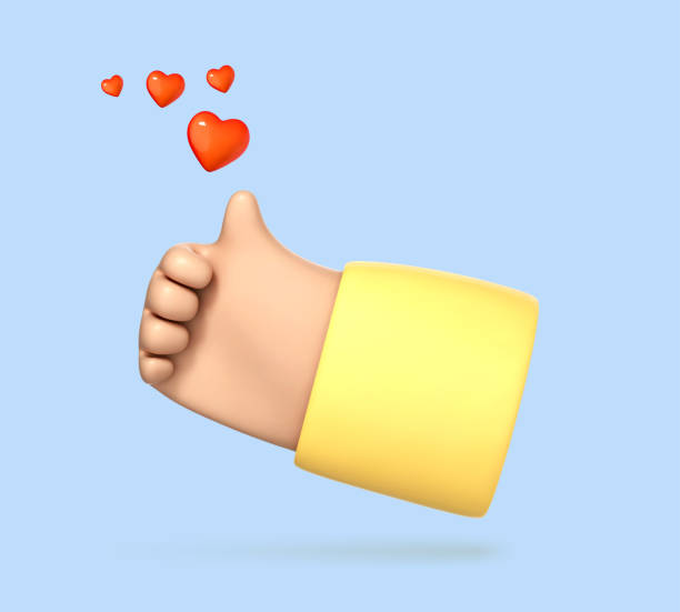 istock 3D cartoon thumb up hand gesture isolated on blue background. Hand thumb up or like sign. Social media concept. Vector 3d illustration 1926831726