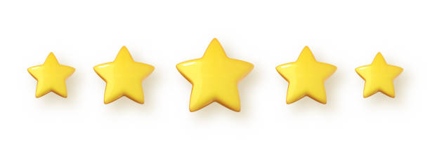 istock Five yellow stars isolated on white background. Five rating stars. Product rating or customer feedback concept. Vector 3D illustration 1926834570