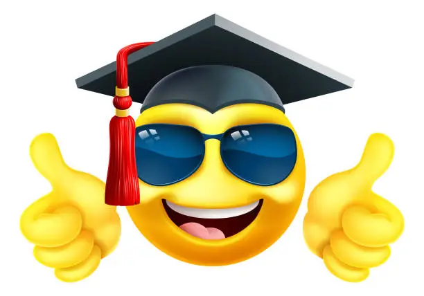 Vector illustration of Emoji Graduate College Sunglasses Cartoon Emoticon