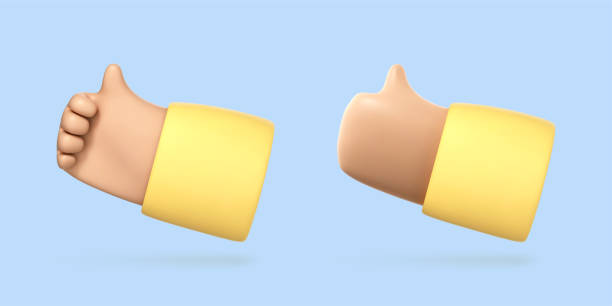 istock 3D cartoon thumb up hand gesture isolated on blue background. Hand thumb up or like sign. Vector 3d illustration 1926834583