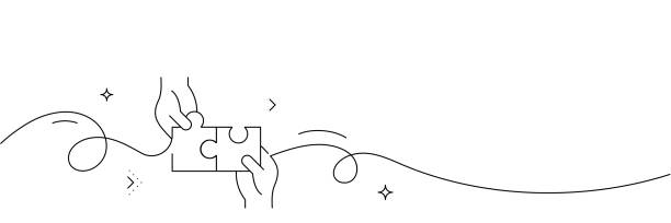 stockillustraties, clipart, cartoons en iconen met continuous line drawing of collaboration icon. hand drawn symbol vector illustration. - samenwerking