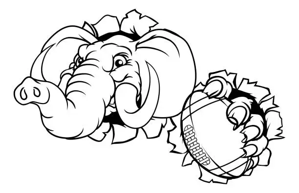 Vector illustration of Elephant American Football Ball Sports Mascot