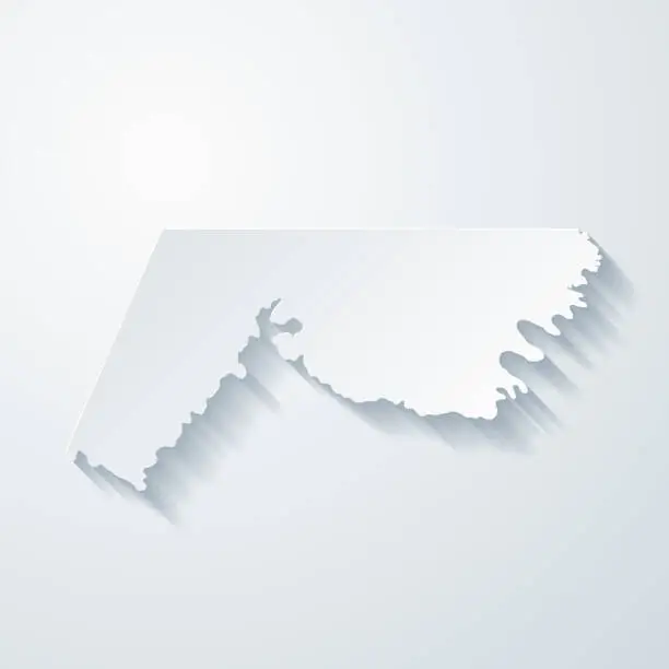 Vector illustration of Allegany County, Maryland. Map with paper cut effect on blank background