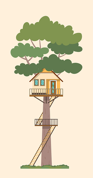 Tree house isolated. Vector illustration.