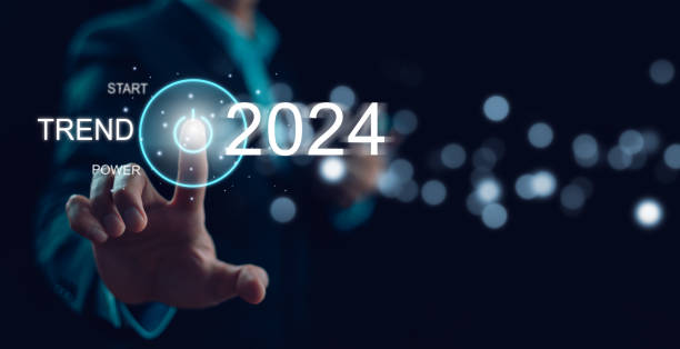 istock Changes in new planning, Hand using laptop with number 2024 new year, start new year concept digital trends,industry and business trend, strategy, investment, business planning and happy new year 1926923139