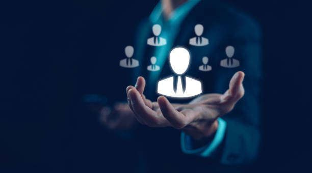 istock People icon network concept with Group of persons. Teamwork. Human resources.Smartphone and graph market stock and human or people icon, Technology Process System Business with Recruitment, 1926925267