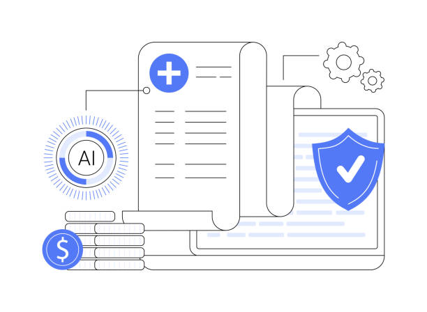 stockillustraties, clipart, cartoons en iconen met ai-streamlined medical billing and coding abstract concept vector illustration. - kosten begrippen
