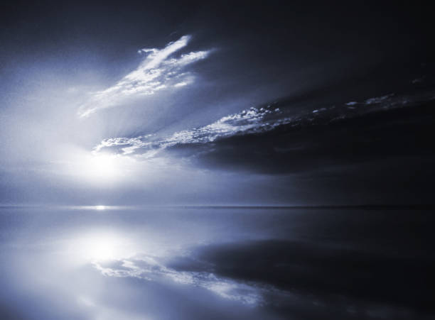 calm lake water at cold sunrise