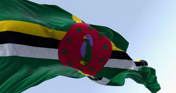 istock Dominica national flag waving on a clear day 1926940228