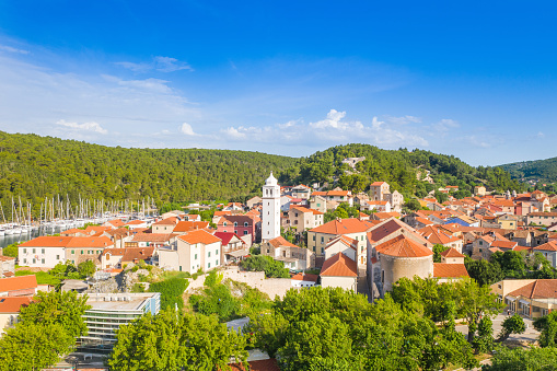 Aerial view of town of Skradin in Dalmatia, Croatia