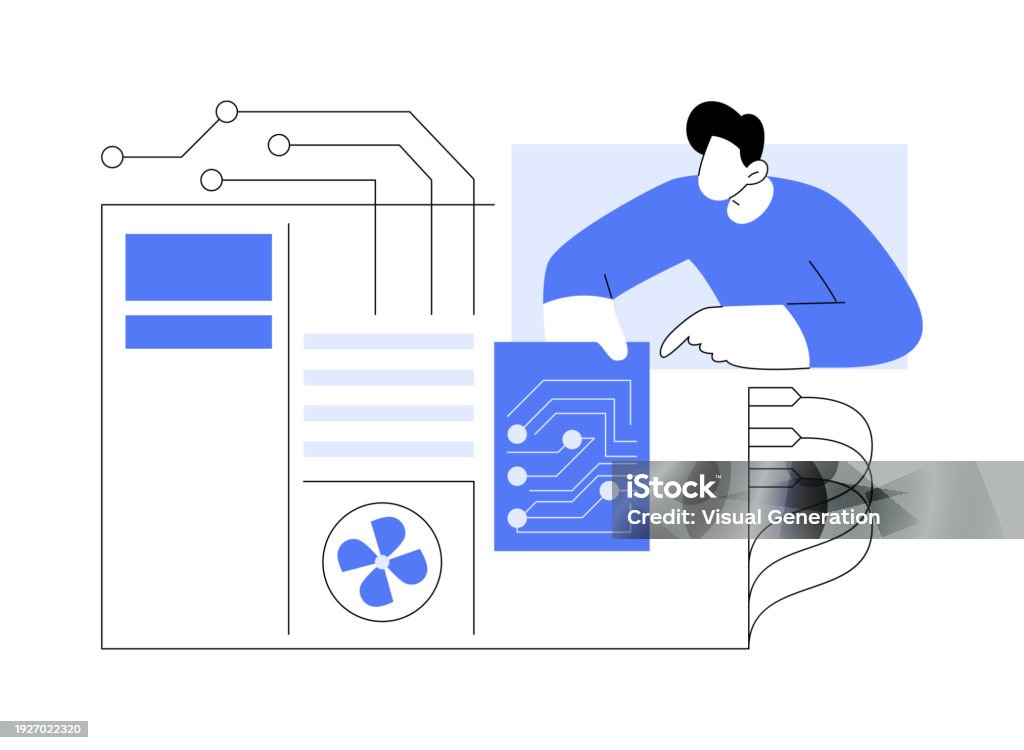 Hardware Components Computer Cartoon Computer Hardware Engineer Isolated Cartoon Vector Illustrations Stock ...