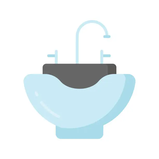 Vector illustration of Trendy vector design of washbasin, barbershop accessories, bathroom equipments.