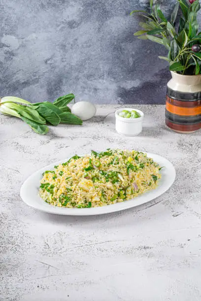 Photo of Fried Rice with Vegetables Onion Scallions Egg