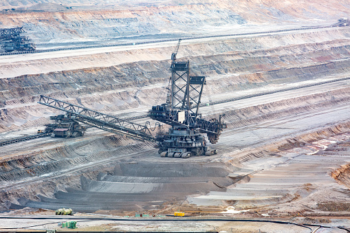 Braunkohletagebau, Germany - brown coal surface mine at dusk