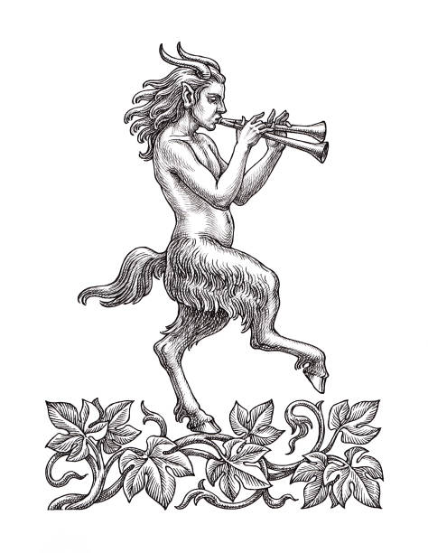 faun auf weiß. - pan stock-grafiken, -clipart, -cartoons und -symbole