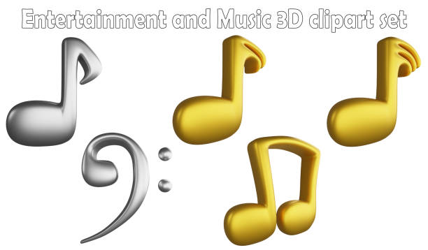 elemento clipart note musicali, intrattenimento di rendering 3d e concetto musicale isolato su sfondo bianco set di icone no.10 - demisemiquaver foto e immagini stock