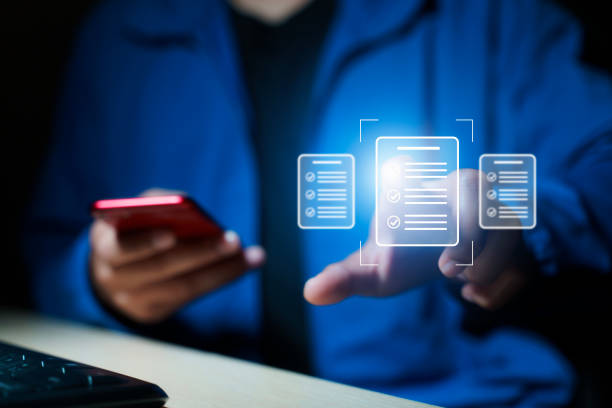 istock Checklist and filling survey form online. Document management system, DMS. Quality control and accuracy Check 1927081659