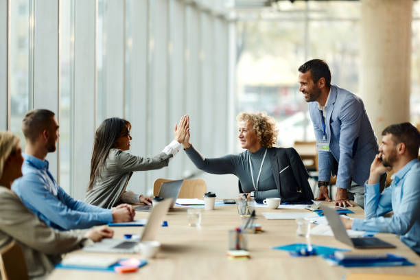 istock Give me high-five colleague, great idea! 1927113347