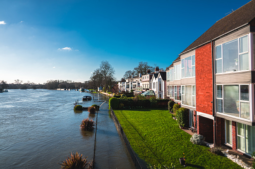 River Thames in Winter Flood at Marlow, Buckinghamshire, England