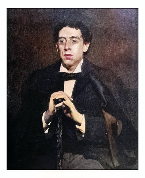 Antique dotprinted photo of paintings: Man portrait