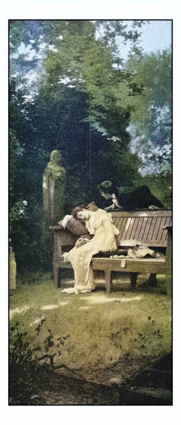 illustrations, cliparts, dessins animés et icônes de antique photo of paintings: a stolen kiss - stealing a kiss