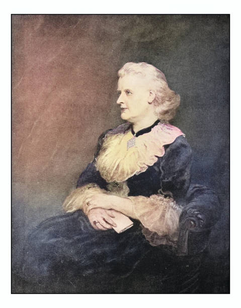 Antique dotprinted photo of paintings: Woman portrait