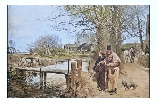 istock Antique photo of paintings: rural scene 1927196492