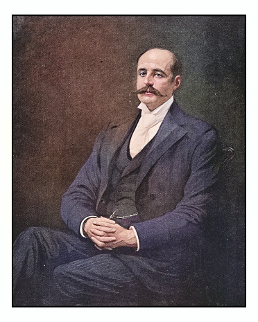 Antique dotprinted photo of paintings: Man portrait