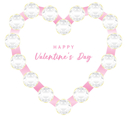 vector, valentine's day card, diamond heart shape, valentine's day message, illustration