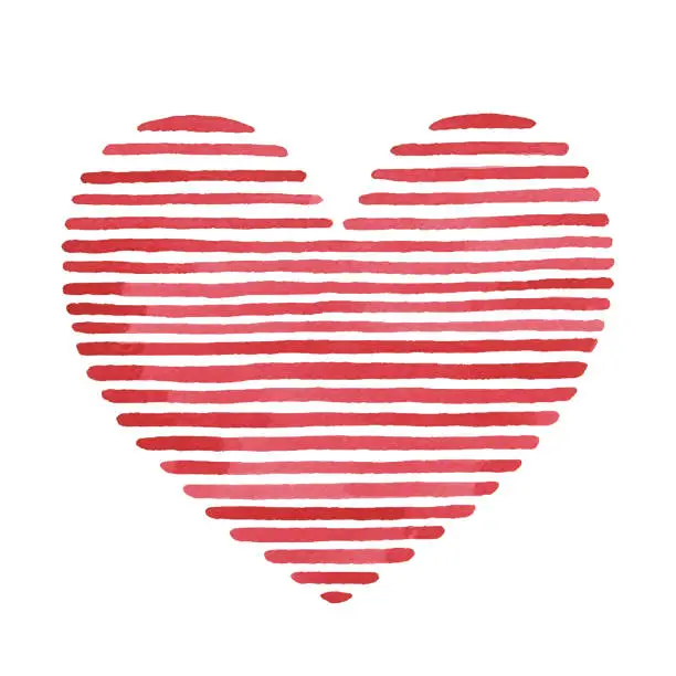 Vector illustration of Watercolor Heart with Red Lines