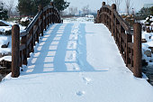 Footprints in the deep snow of winter