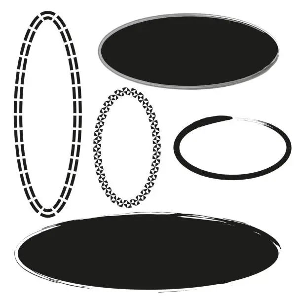 Vector illustration of Set of grunge oval frames. Vector illustration. EPS 10.