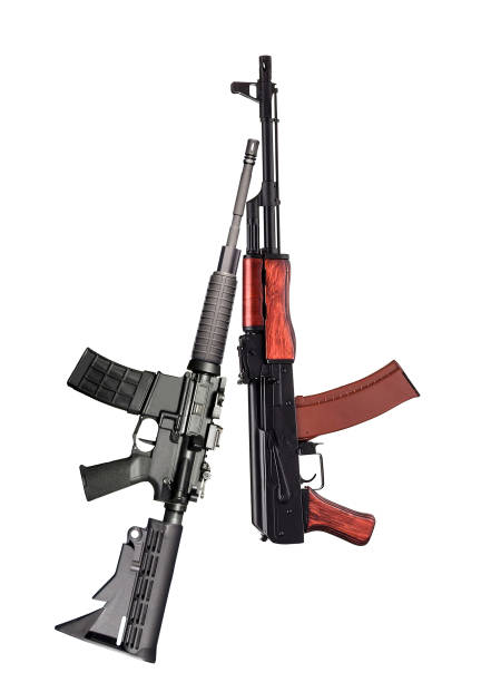 istock ak47 and m16 isolated on white background 1927287293