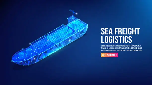 Vector illustration of Sea freight logistics with Container ships, transportation, worldwide shipping concept. Vector illustration eps10