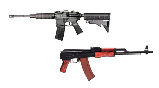 istock ak47 and m16 isolated on white background 1927306205