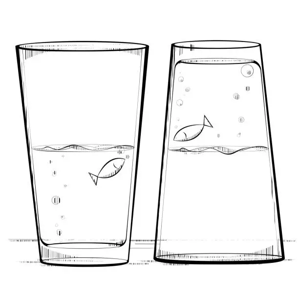 Vector illustration of Two glasses of water