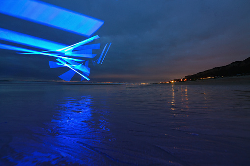 Lightpaint photo at a beach in the Setúbal district, South of Portugal.