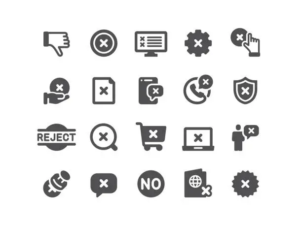 Vector illustration of Rejection Icons