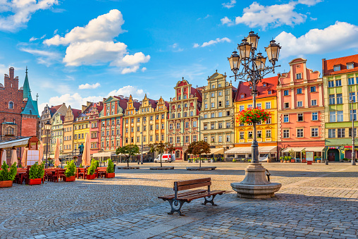 Market Square in the Old Town of Wroclaw at summer, Poland