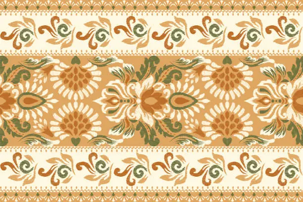 Vector illustration of Damask Ikat floral paisley embroidery