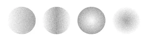 Vector illustration of Gradient noise circles made of grains and dots.