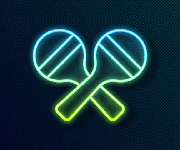 Vector illustration of Glowing neon line Maracas icon isolated on black background. Music maracas instrument mexico. Vector