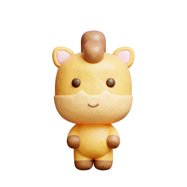 istock 3D cute horse standing, Cartoon animal character, 3D rendering. 1927448706