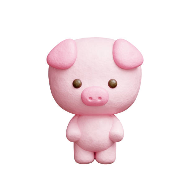 istock 3D cute pig standing, Cartoon animal character, 3D rendering. 1927452702