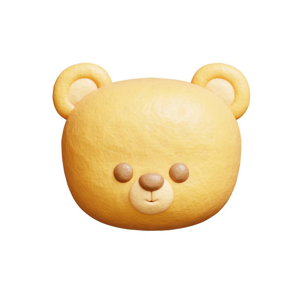 3D cute bear, Cartoon animal character, 3D rendering.