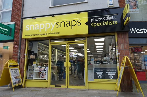 Watford, Hertfordshire, England, UK - January 11th 2024: Snappy Snaps, 84 High Street, Watford