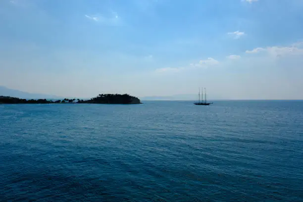 Photo of A sailing ship floating in the sea