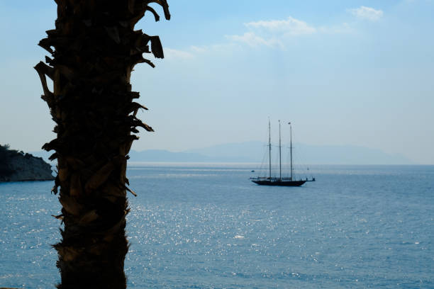 A sailing ship floating in the sea, Kusadasi, Aydin
