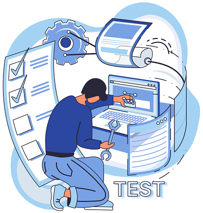 Application Testing Metaphor Vector Software Testing Debugging Process ...